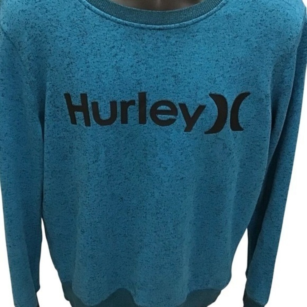 Hurley Mens Crewneck Sweatshirt Teal Blue Marl Logo‎ Pullover MFT0002940 Size M
